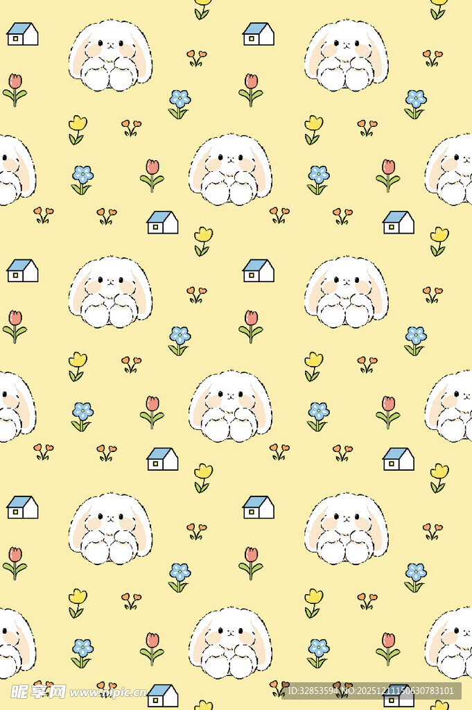 黄色卡通图案背景纹理