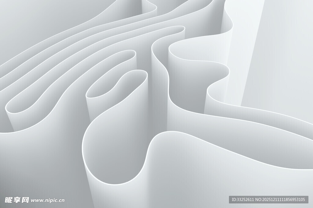 白色立体波浪抽象图案