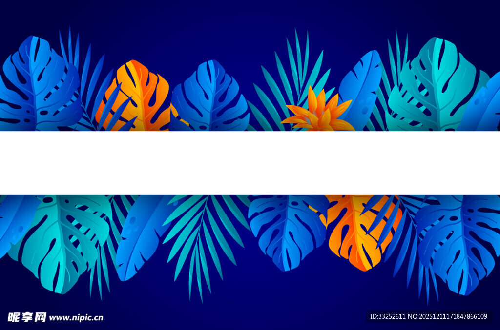 热带植物背景横幅图案
