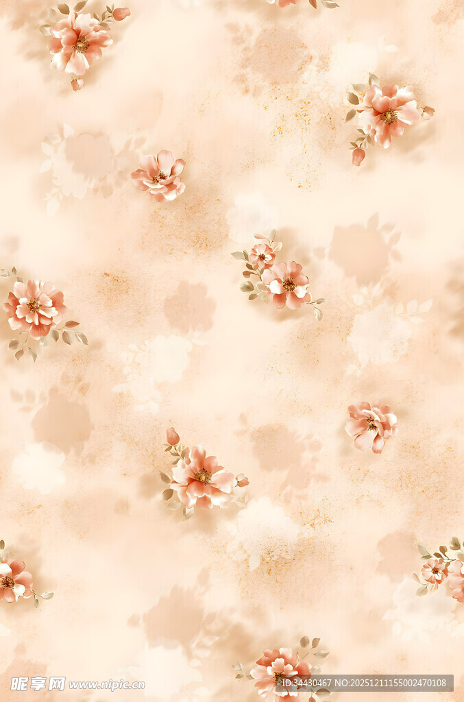 淡粉色花卉纹理背景图