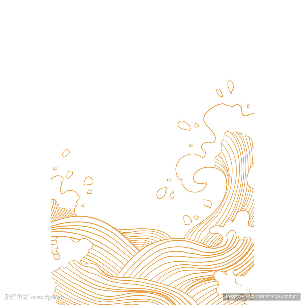 中式海浪线条艺术插画