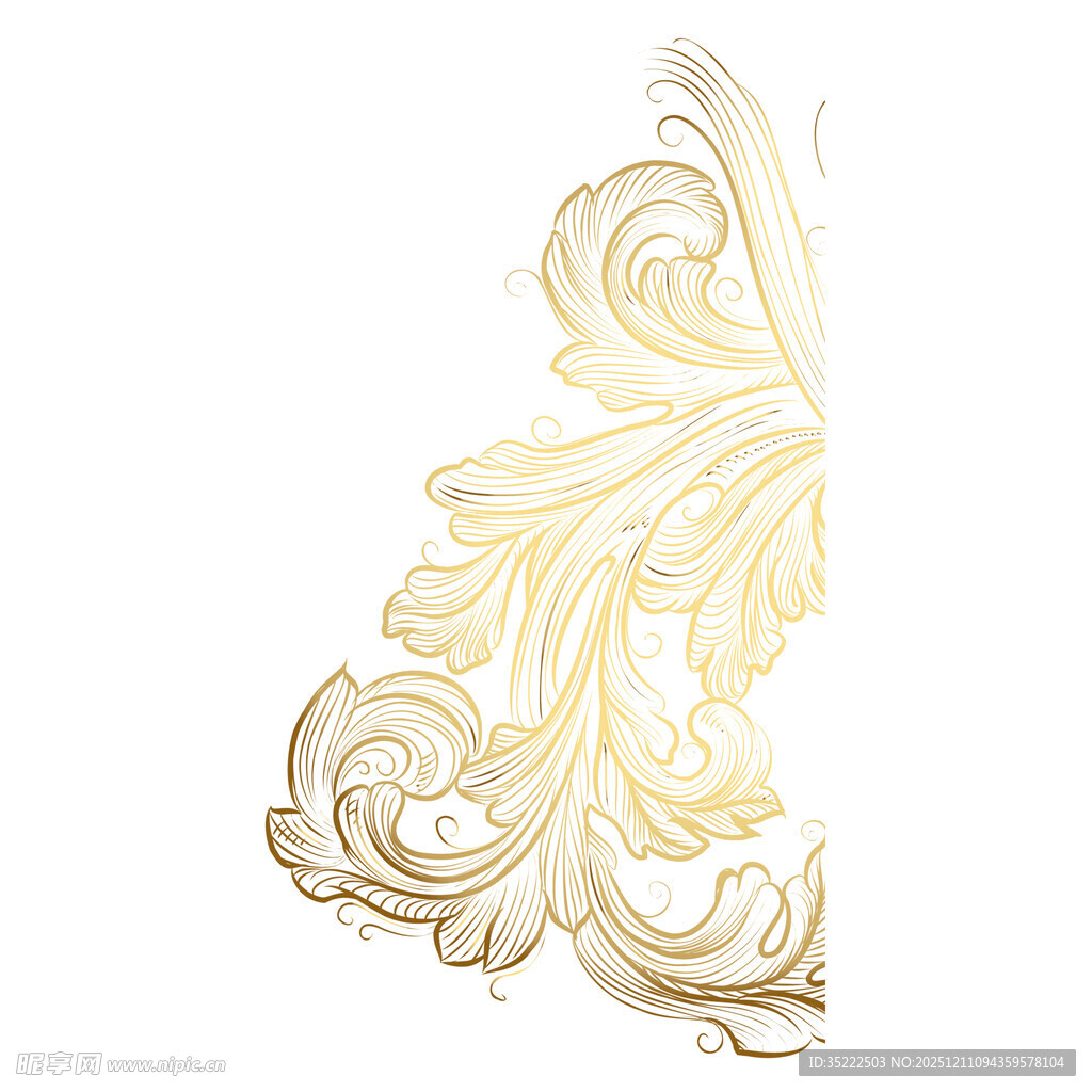 金色华丽花纹装饰图案