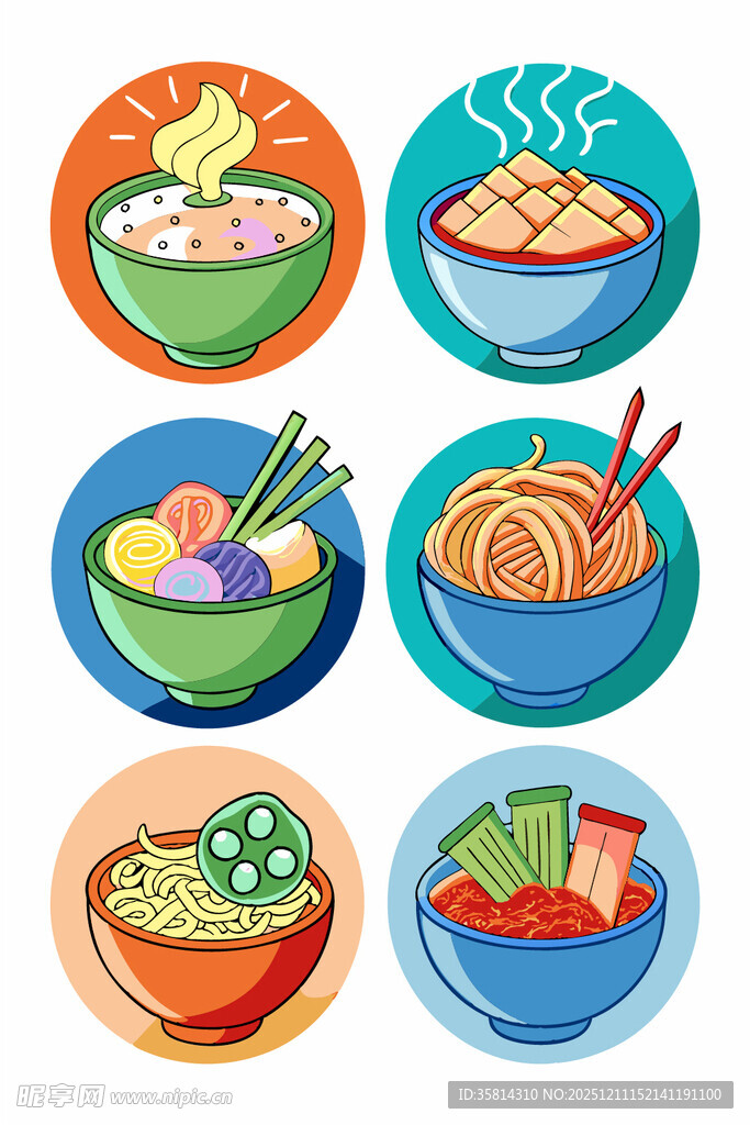 多彩美味面食插画集合