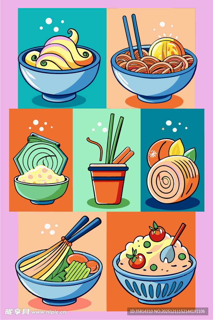 多彩美食插画诱人餐食集