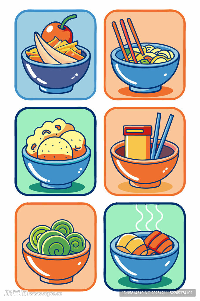 多彩中式美食碗装展示