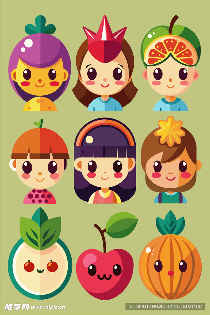 可爱水果拟人卡通角色