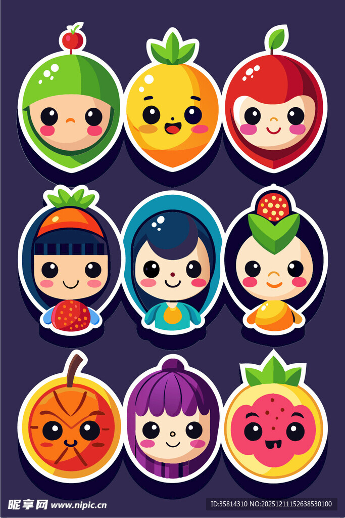 可爱水果卡通人物头像