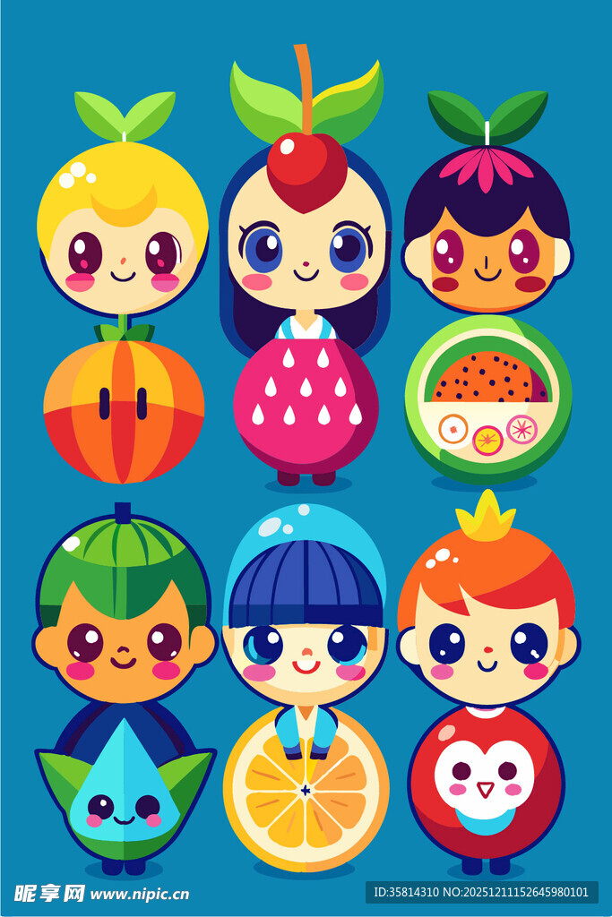 可爱水果造型卡通儿童头像
