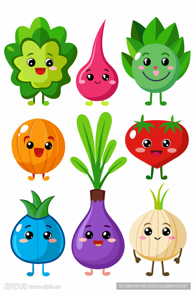 可爱卡通蔬菜与水果形象