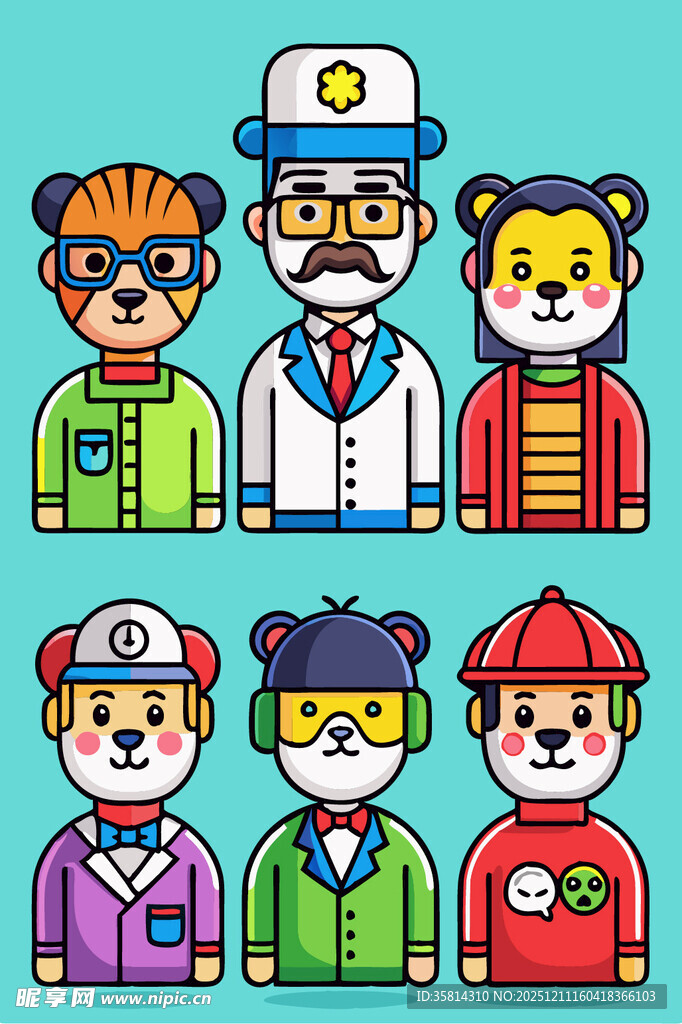 动物职业角色插画