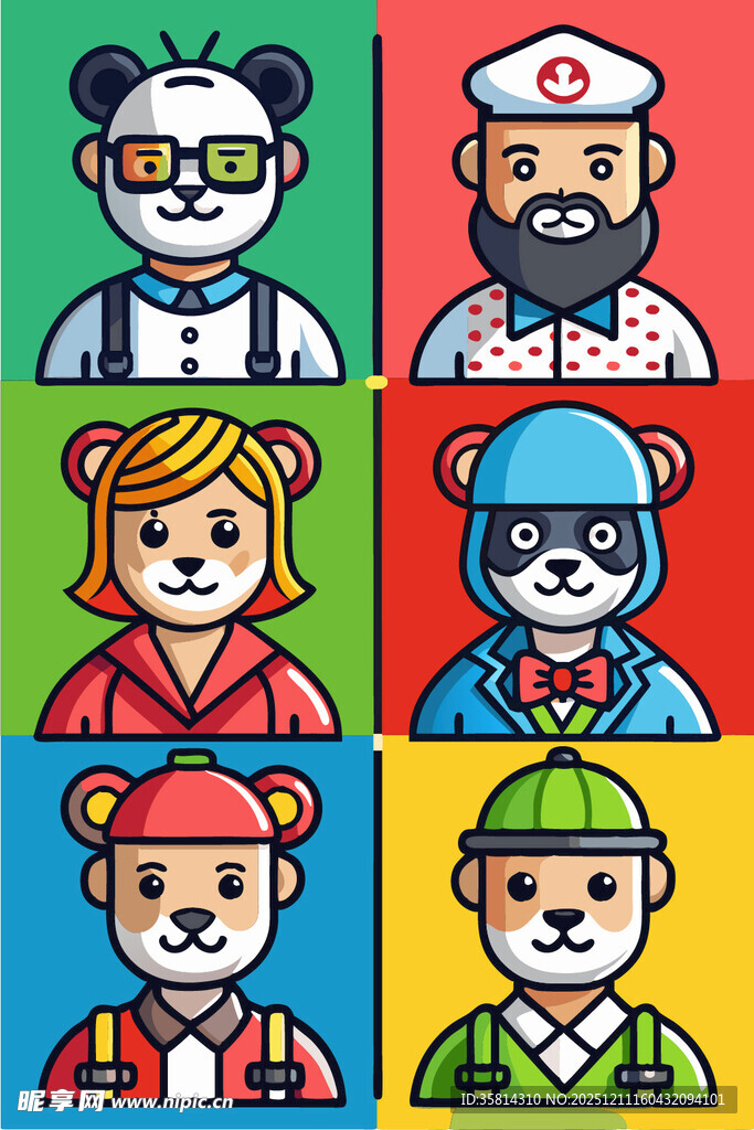 多样职业卡通人物形象