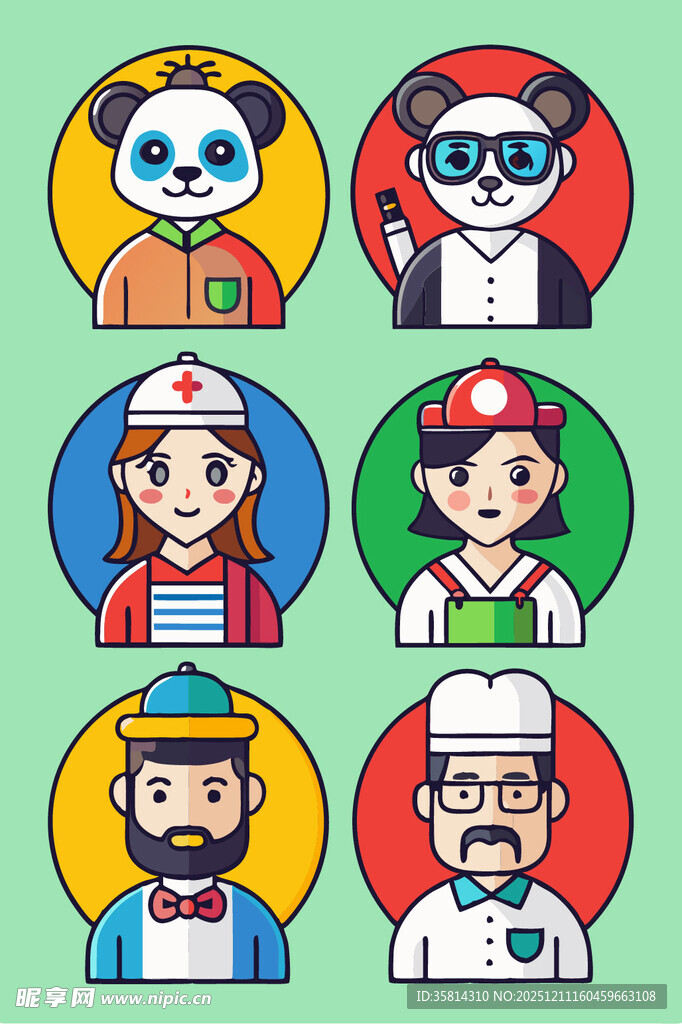 多样职业卡通人物头像