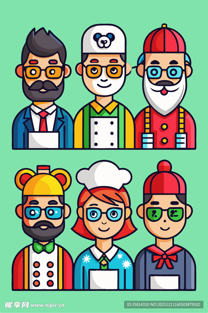 多样职业人物头像集合