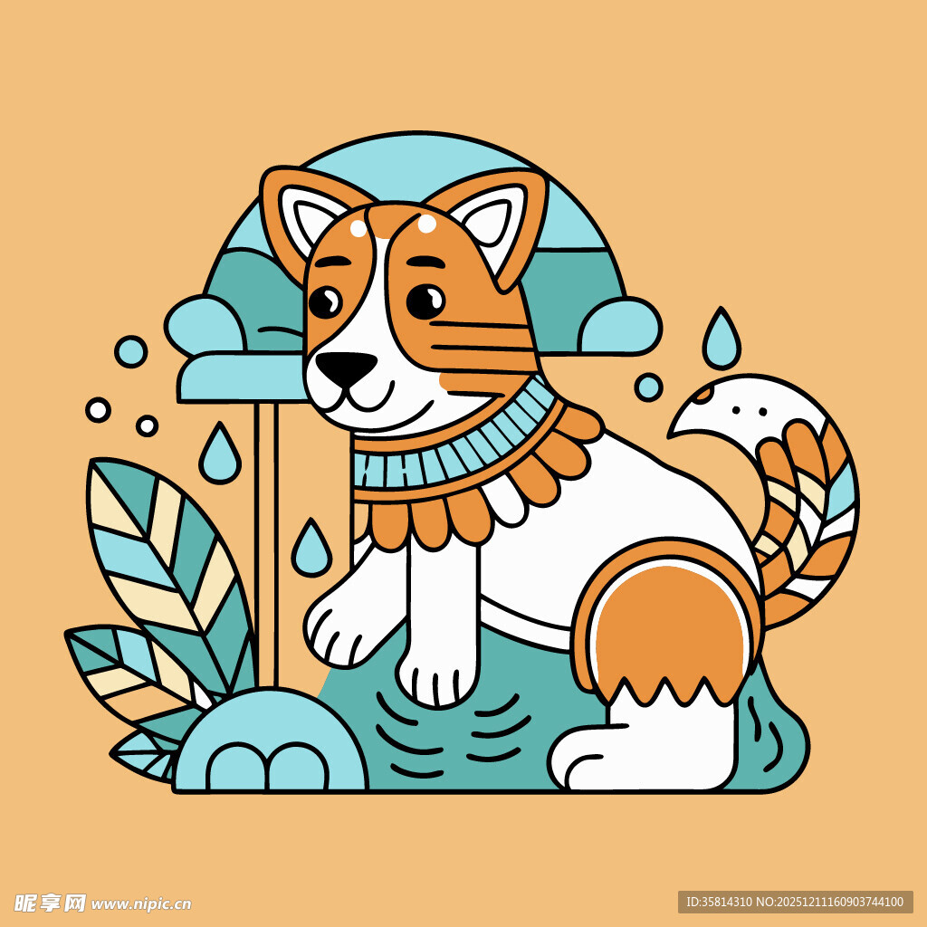 可爱萌犬在自然场景中