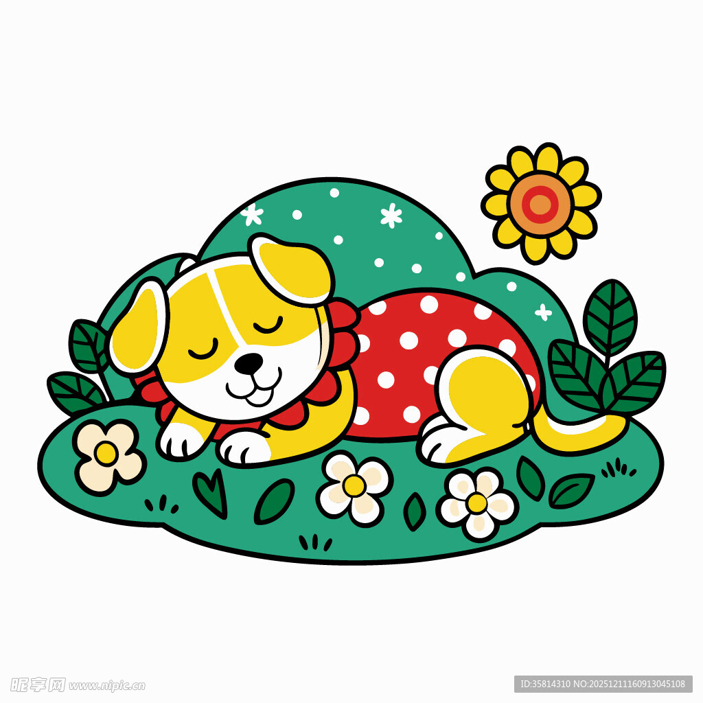 趴着睡觉的可爱小狗