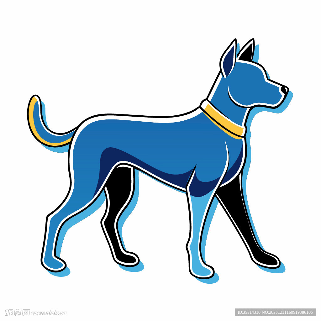 蓝色卡通狗图案设计