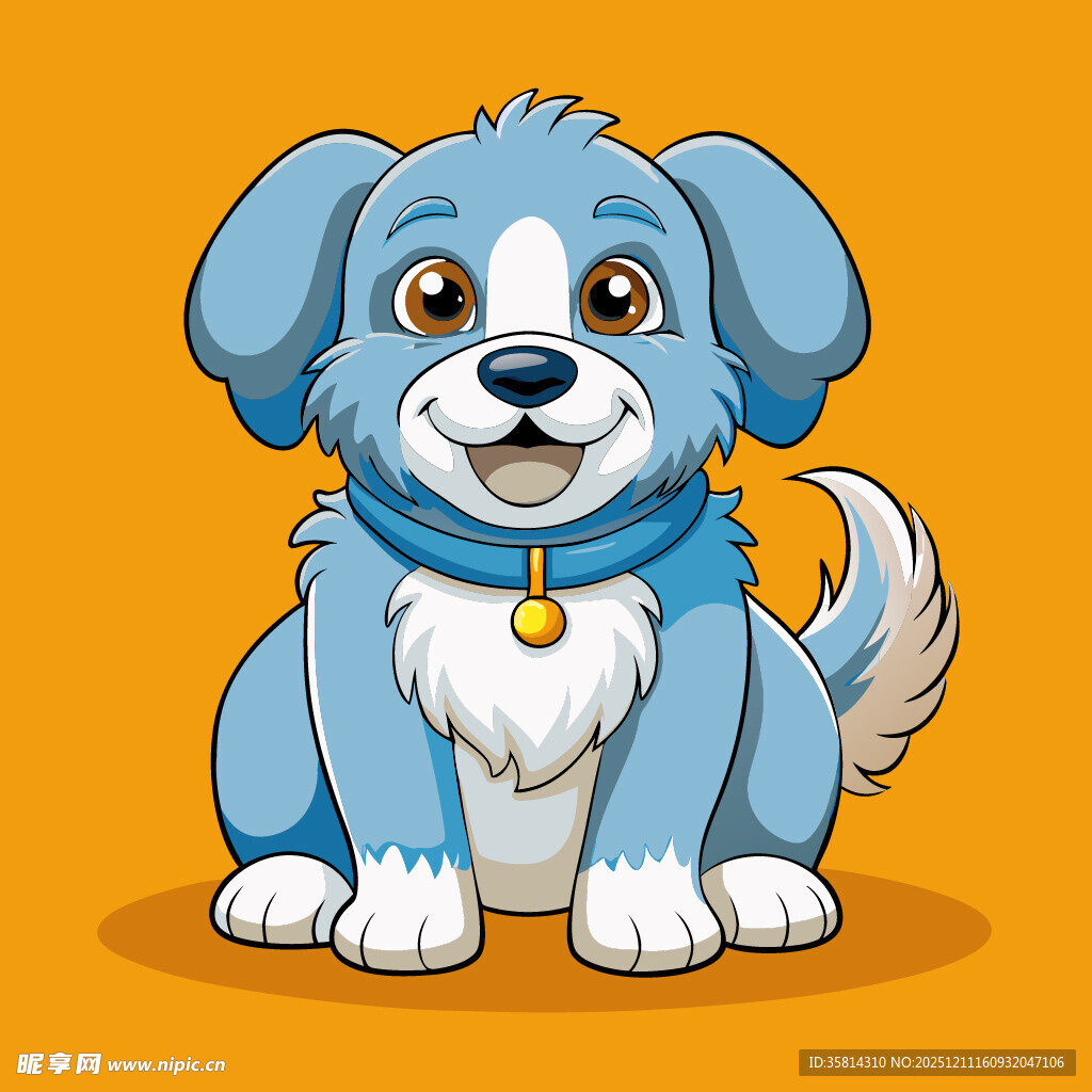 可爱蓝围巾小狗卡通形象