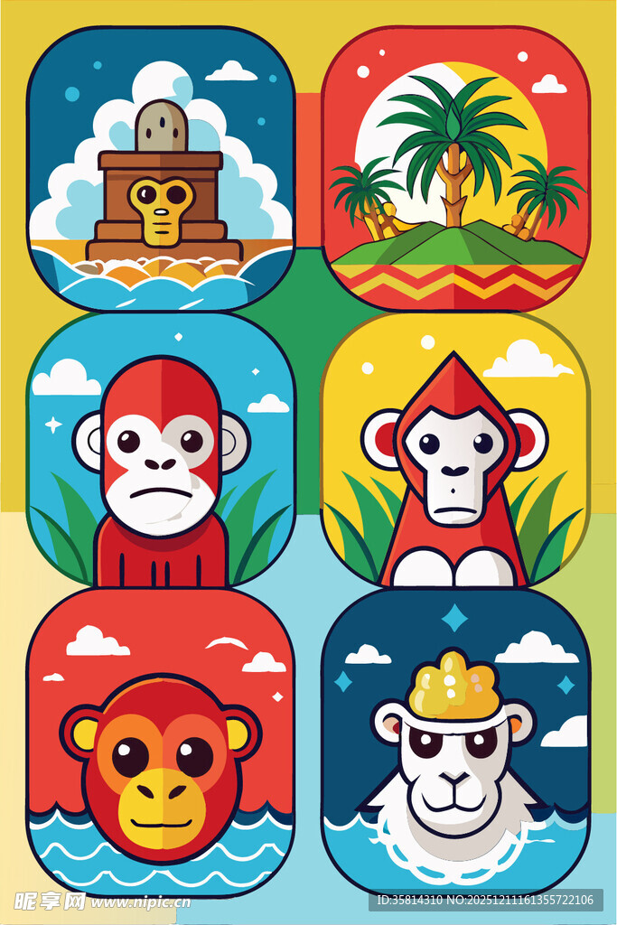 动物主题多彩卡通图案