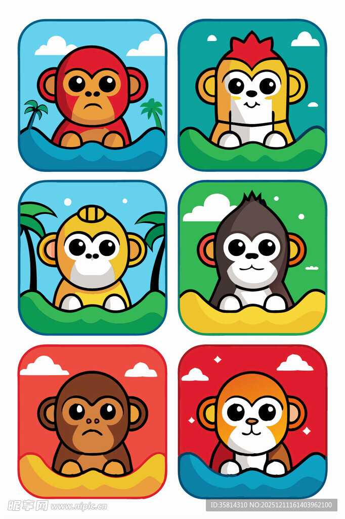 可爱卡通猴子形象集合