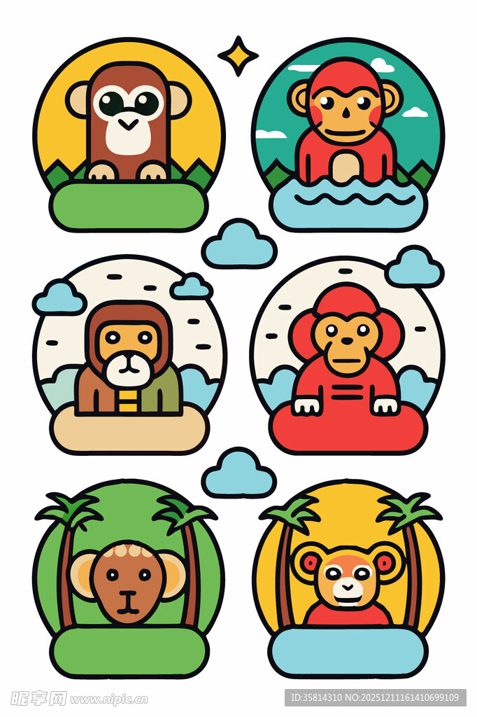 卡通动物头像集合