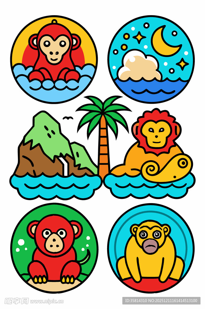 动物主题卡通图案集合