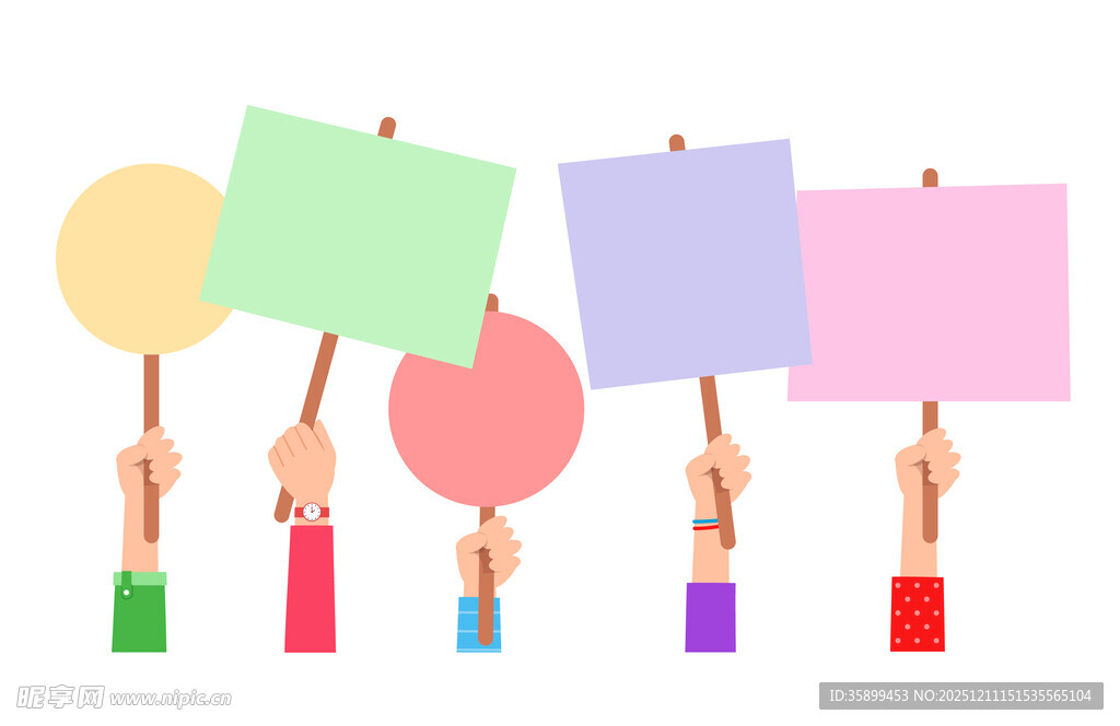 手举牌插图