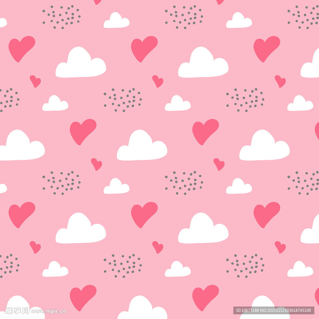 粉色爱心云朵图案背景