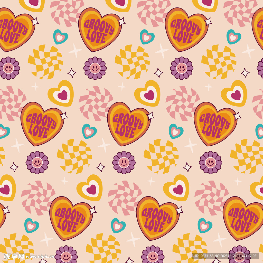 爱心图案无缝背景纹理