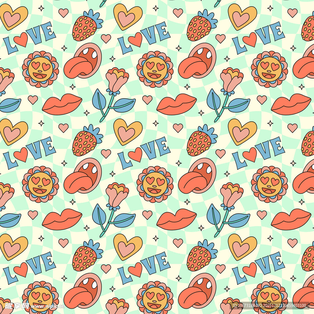 情人节爱心草莓图案背景
