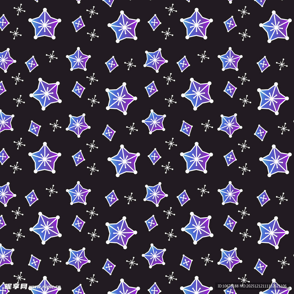 梦幻紫色星星无缝图案