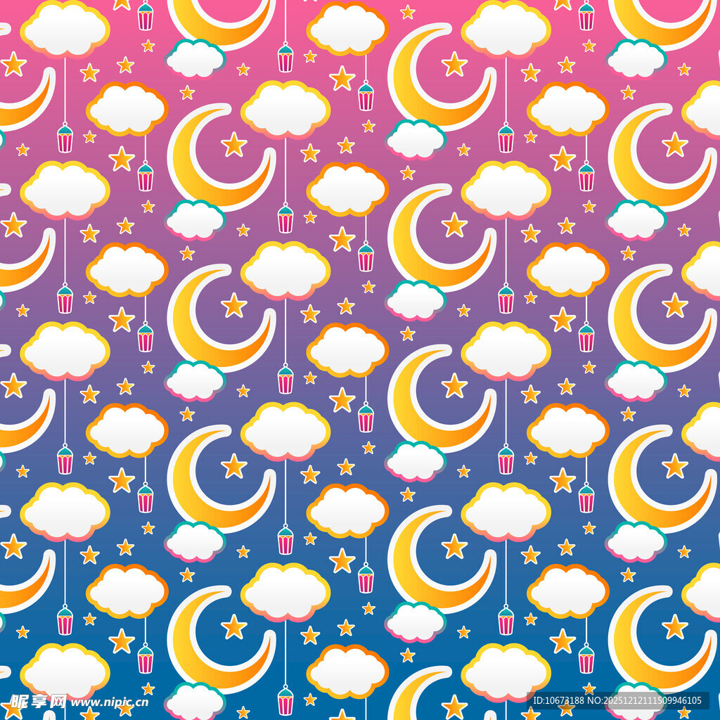 梦幻星月云图案背景