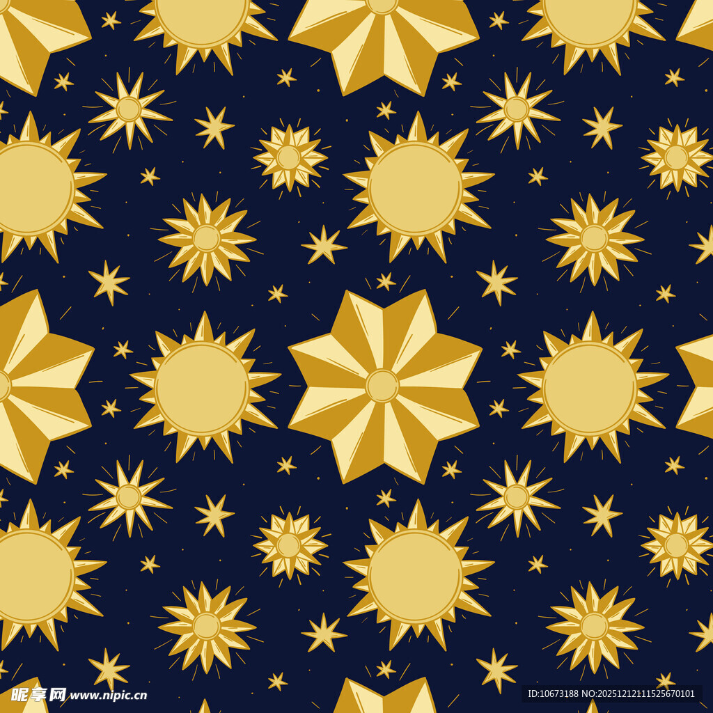 金色星形图案深蓝色背景