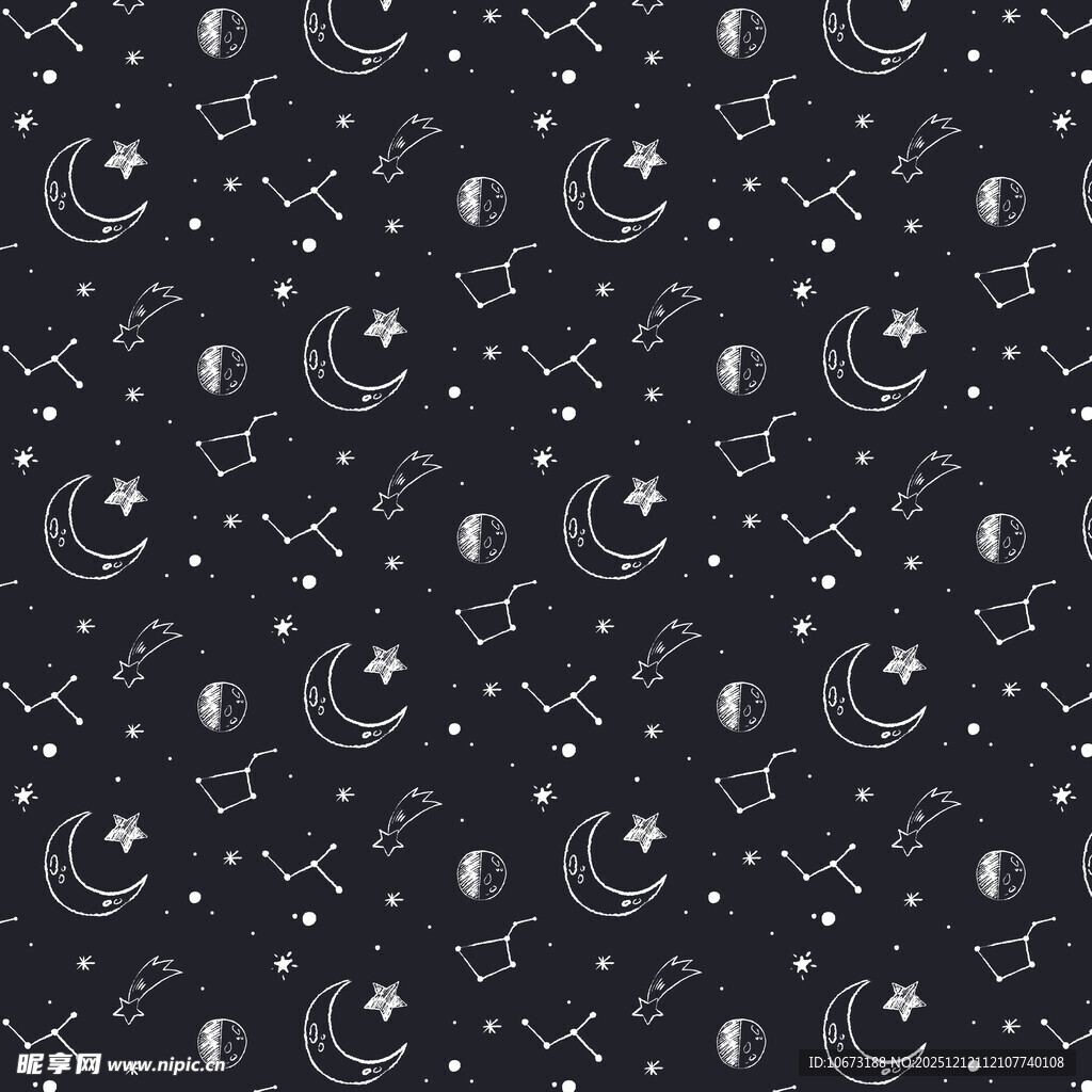 星空月亮星星图案背景图