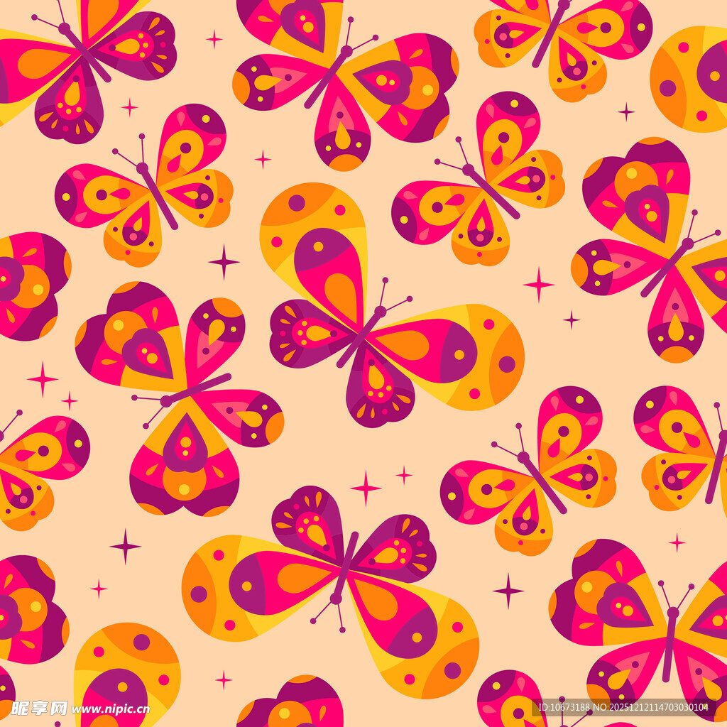 多彩蝴蝶图案背景