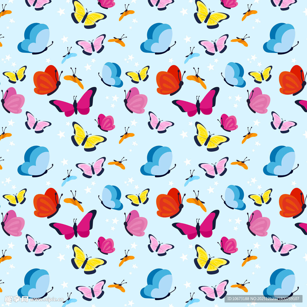 多彩蝴蝶与气球图案背景