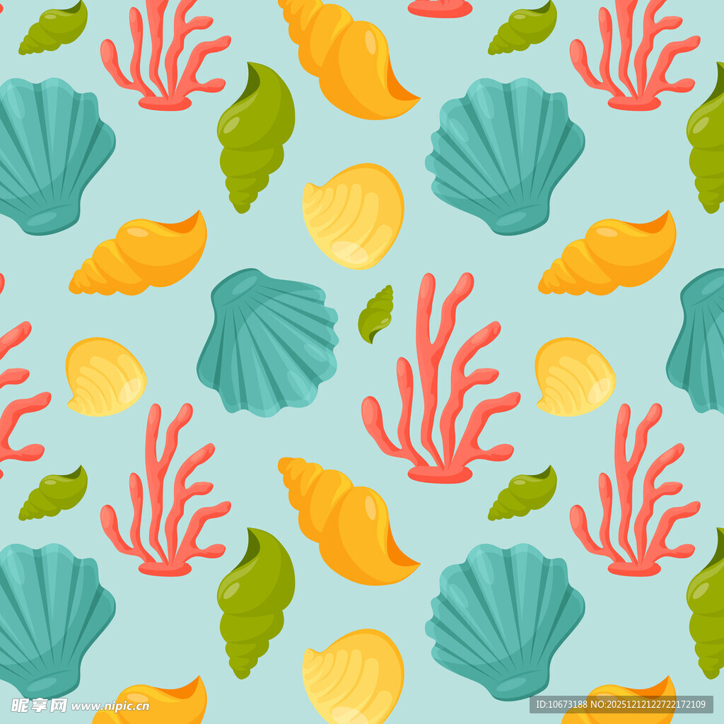 海洋风贝壳珊瑚图案背景