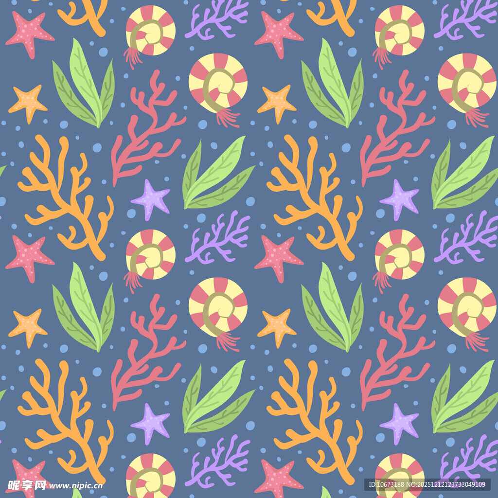 海洋风多彩植物图案