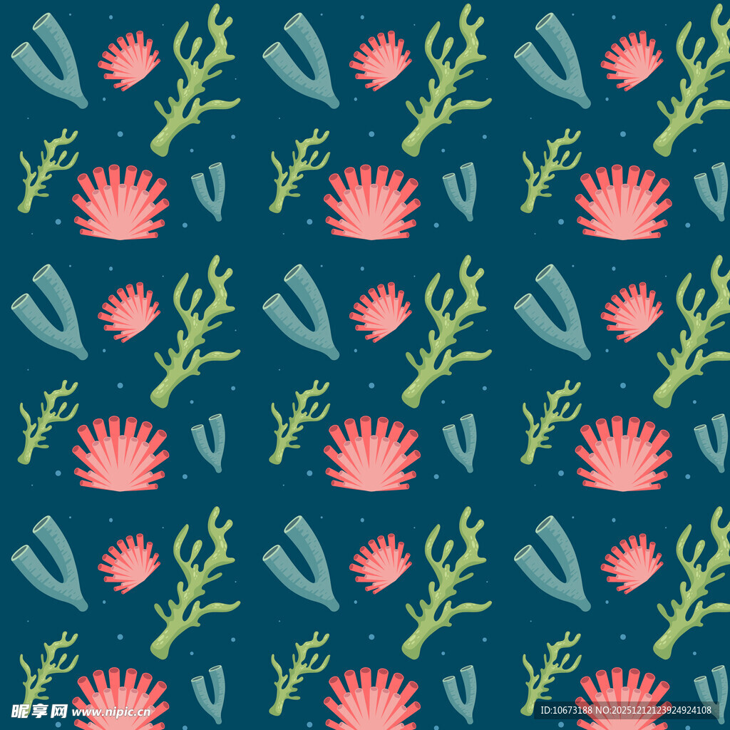 海洋植物无缝图案设计