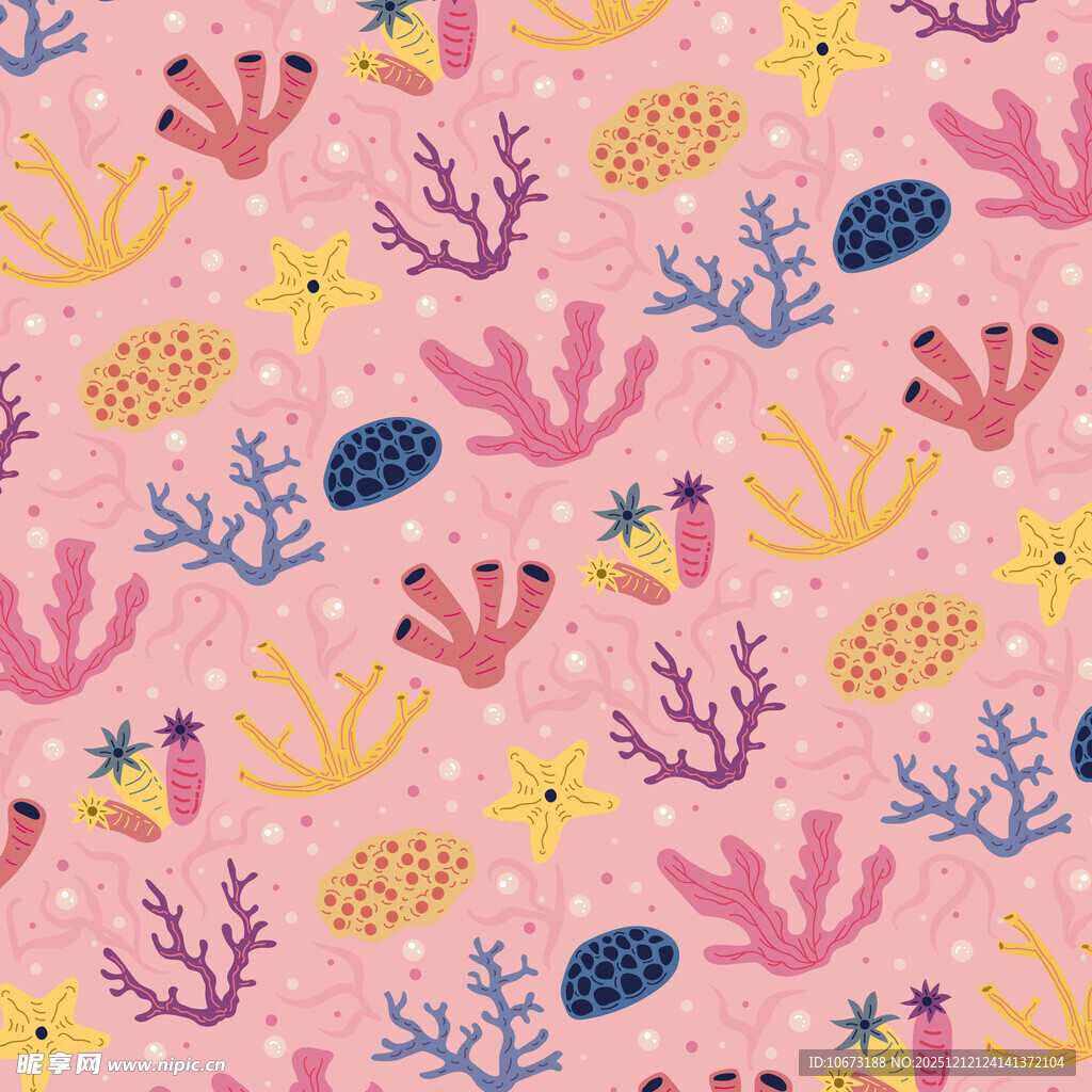 粉色海洋生物图案背景