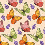 多彩蝴蝶无缝图案背景
