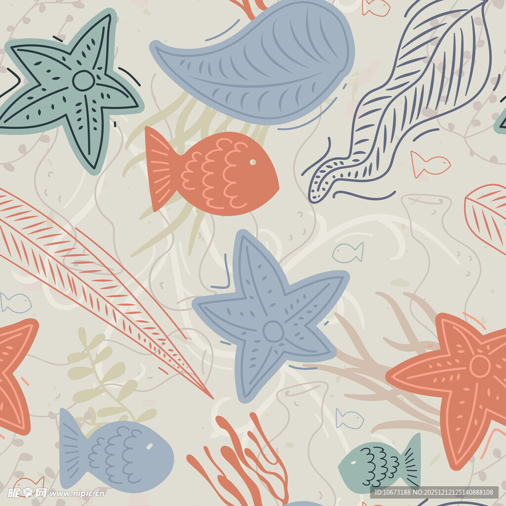海洋生物图案的可爱背景