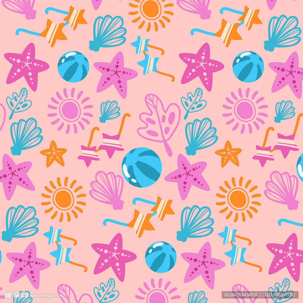 海洋元素缤纷图案背景