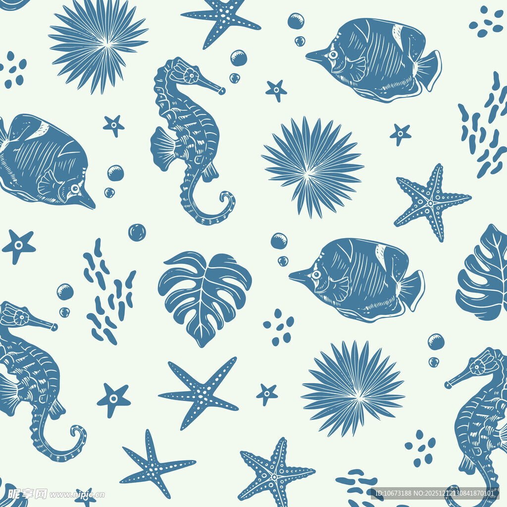 海洋生物图案背景纹理