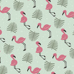 粉色火烈鸟与绿植图案背景