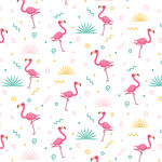 火烈鸟与植物的清新图案