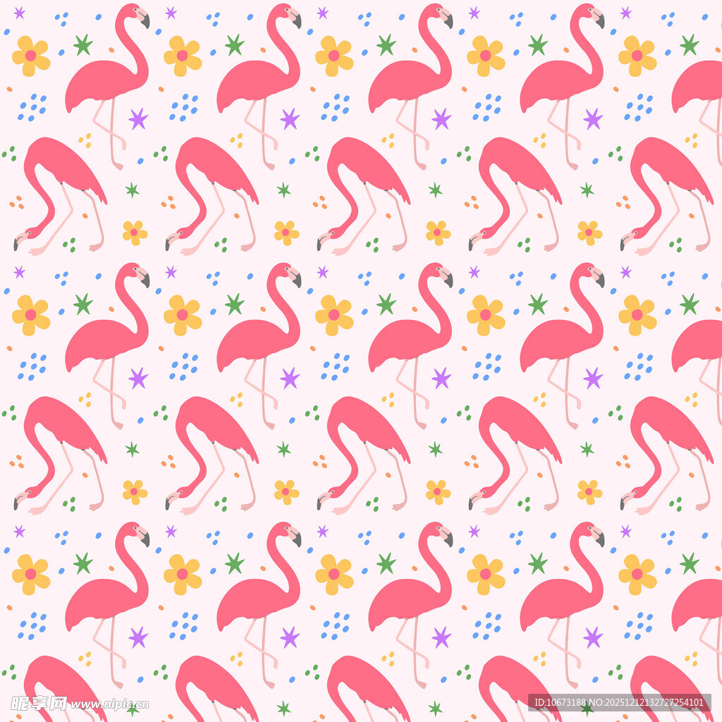 粉色火烈鸟花卉图案背景