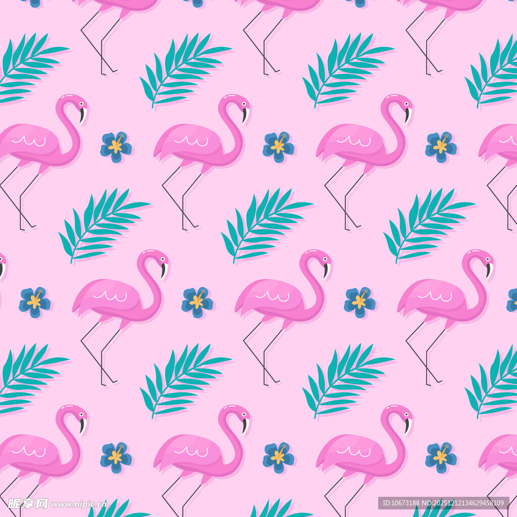 粉色火烈鸟花卉图案背景