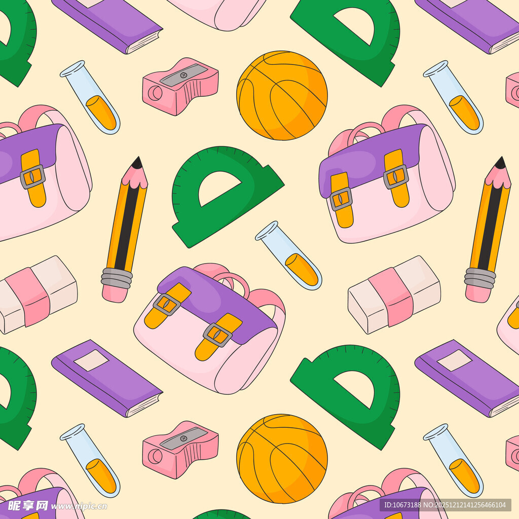 可爱卡通文具图案背景