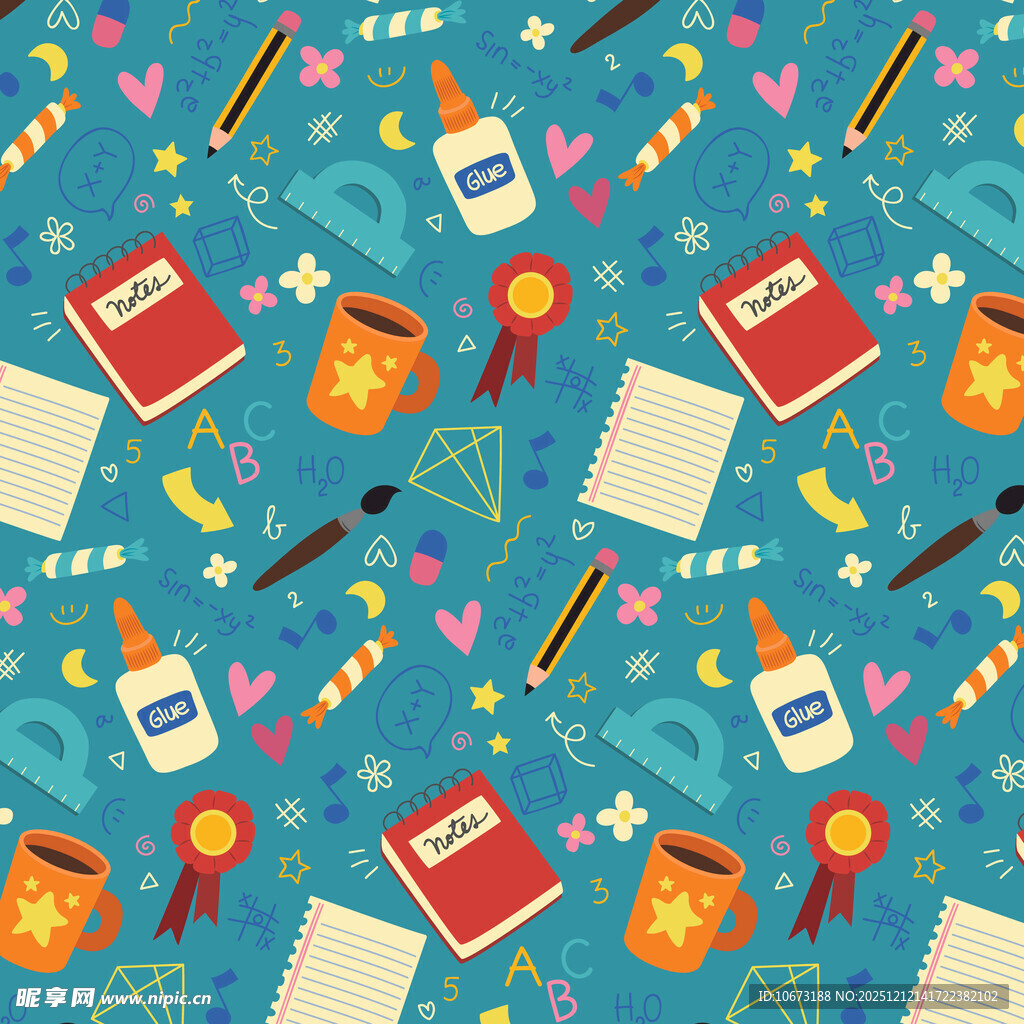 多彩文具图案背景设计