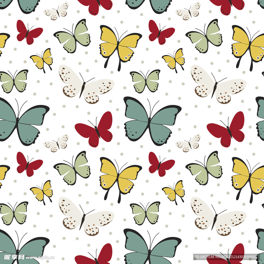 多彩蝴蝶无缝图案背景